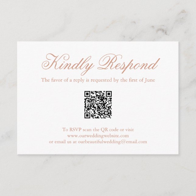 Cartons Réponse Mariage de code QR traditionnel Rose rose (Devant)