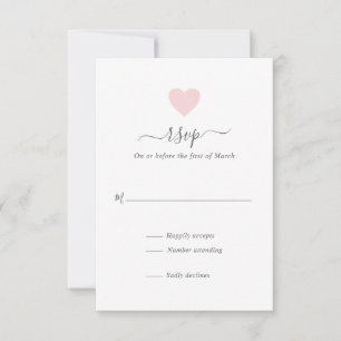 Cartons Réponse Mariage de coeur rose simple moderne