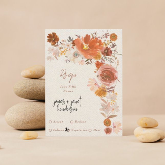 Cartons Réponse Mariage de  de couronnes florales en terre cuite (Créateur téléchargé)