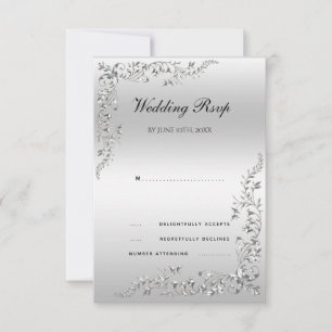 Cartons Réponse Mariage de décoration en argent