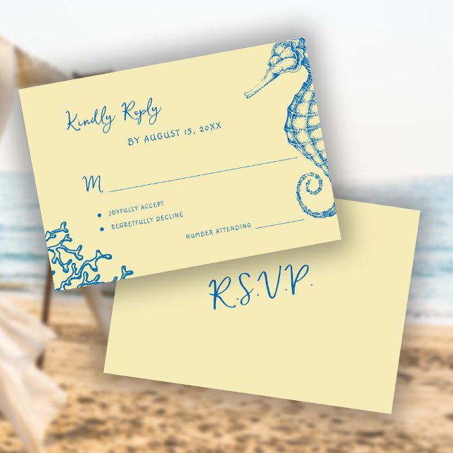 Cartons Réponse Mariage de destination de plage à l'écriture rétro (Créateur téléchargé)
