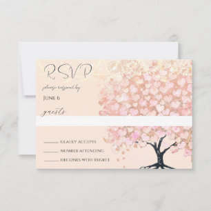 Cartons Réponse Mariage de feuilles de coeur rose enchantée Fairyt