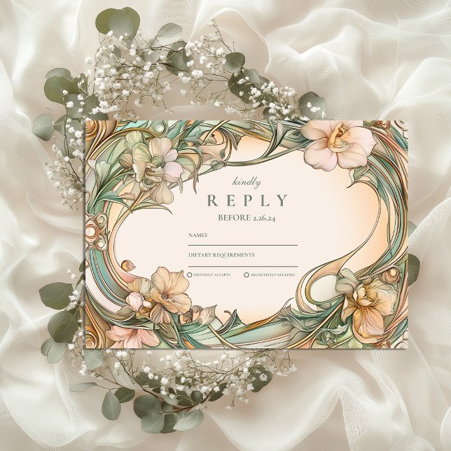 Cartons Réponse Mariage de fleur de crème de pêche (Créateur téléchargé)