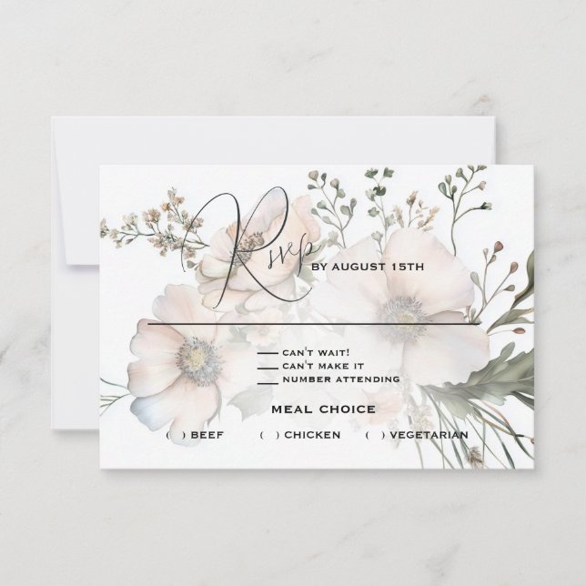 Cartons Réponse Mariage de Fleur sauvage d'aquarelle souple (Devant)