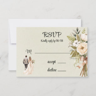 Cartons Réponse Mariage de fleurs de mariée et de chambre verte
