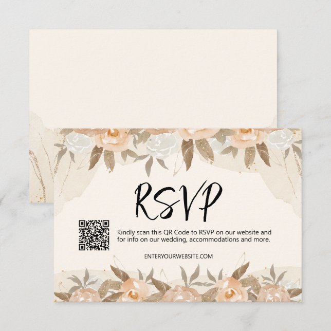 Cartons Réponse Mariage de fleurs de pêche rustique (Devant / Derrière)