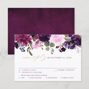Cartons Réponse Mariage de fleurs de prune de lavande violette