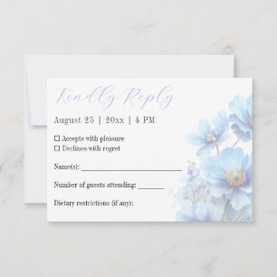 Cartons Réponse Mariage de jardin aux fleurs de pavot himalayen bl