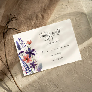 Cartons Réponse Mariage de jardin Fleur sauvage violet moderne