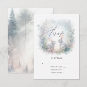 Cartons Réponse Mariage de la forêt enchantée avec lapin blanc