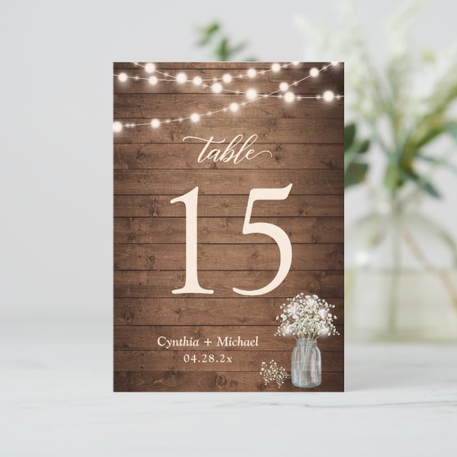 Cartons Réponse Mariage de la table des lumières de chaîne de resp (Debout devant)
