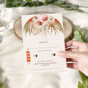 Cartons Réponse Mariage de laiton Rustique Boho Pampas