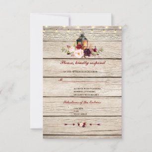 Cartons Réponse Mariage de lanterne florale de Marsala de Bourgogn