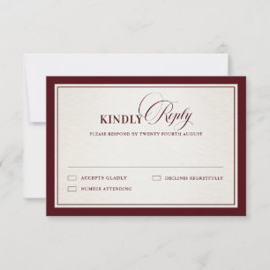 Cartons Réponse Mariage de luxe burgundy moderne avec argent ancie