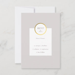 Cartons Réponse Mariage de monogramme circulaire Taupe et Gold Foi