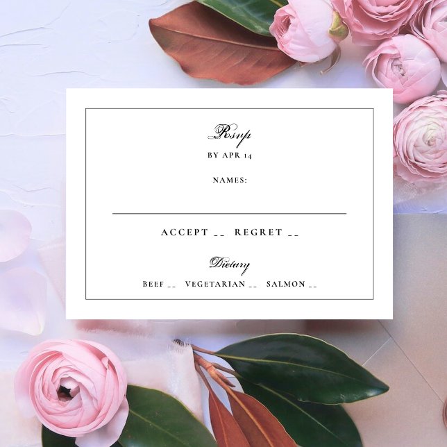 Cartons Réponse Mariage de monogramme élégant encadré noir Tuxedo (Créateur téléchargé)