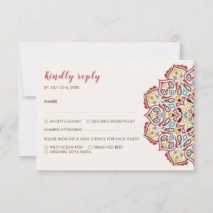 Cartons Réponse Mariage de Motif de mandala géométrique classique