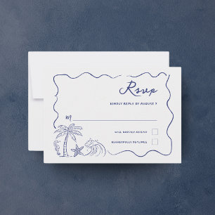 Cartons Réponse Mariage de plage à la main côtière
