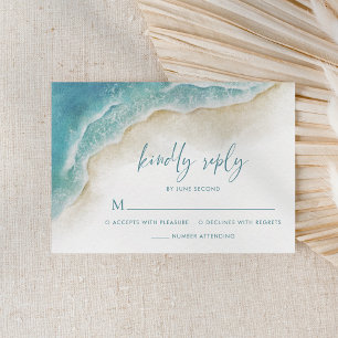 Cartons Réponse Mariage de plage d'été océan aquarelle