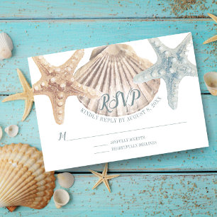 Cartons Réponse Mariage de plage marine bleu marine Starfish