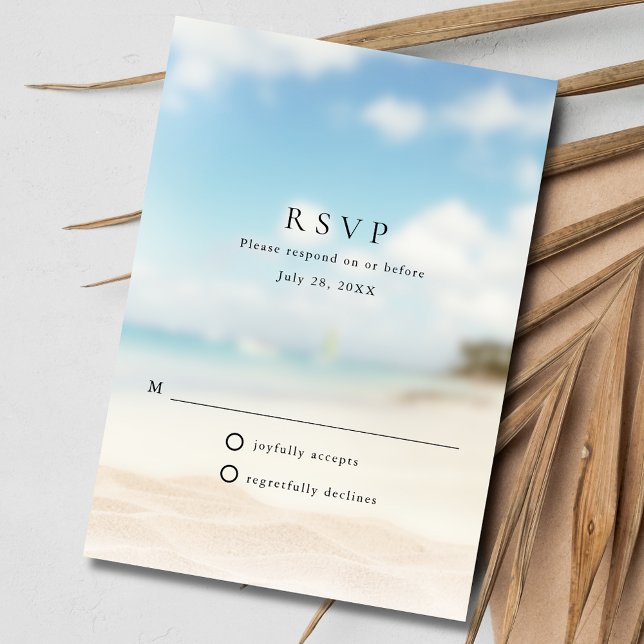 Cartons Réponse Mariage de plage simple (Simple Beach Wedding RSVP Card)