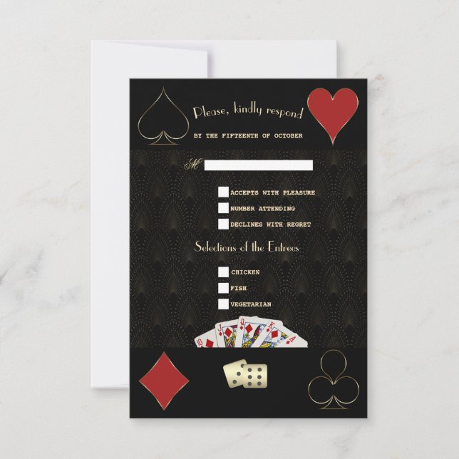 Cartons Réponse Mariage de poker de luxe Gatsby Casino Vegas (Devant)