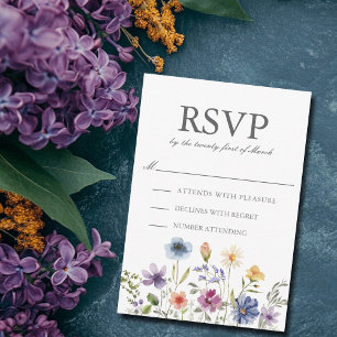 Cartons Réponse Mariage de printemps élégant aux fleurs sauvages