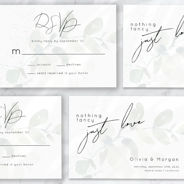 Cartons Réponse Mariage de script de calligraphie Eucalyptus (Créateur téléchargé)