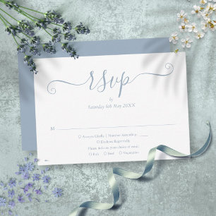 Cartons Réponse Mariage de script élégant bleu foncé