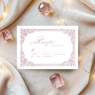 Cartons Réponse Mariage de script élégant pour cadre Vintage rose
