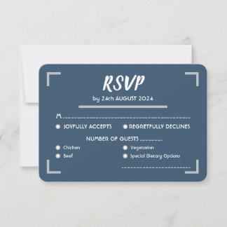 Cartons Réponse Mariage de script manuscrit bleu simple