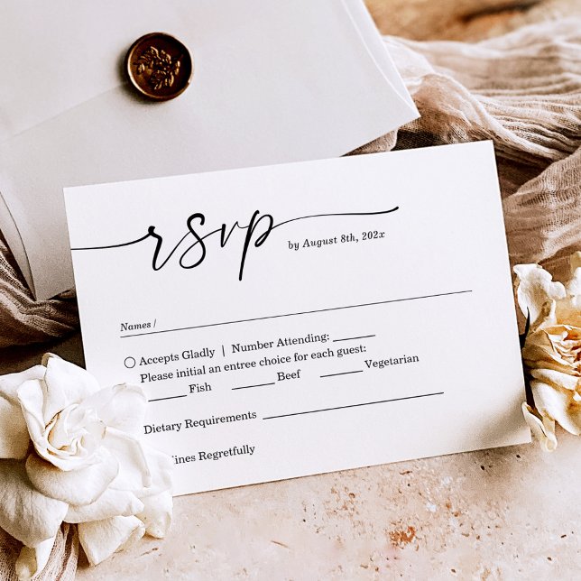 Cartons Réponse Mariage de script manuscrit minimaliste simple (Créateur téléchargé)