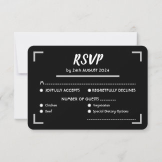 Cartons Réponse Mariage de script manuscrit noir simple