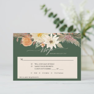 Cartons Réponse Mariage de style bohème chic avec fleurs de forêt