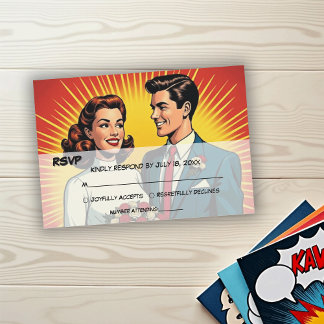 Cartons Réponse Mariage de style Comic Vintage Rétro Romantique