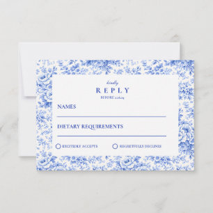 Cartons Réponse Mariage de style Delft Blue Chinoiserie