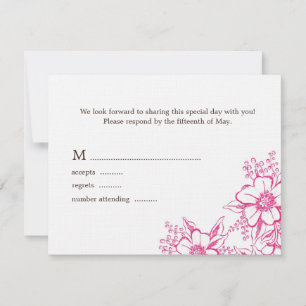 Cartons Réponse Mariage de style Pink Letterpress