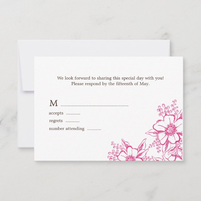 Cartons Réponse Mariage de style Pink Letterpress (Devant)