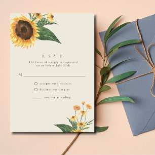 Cartons Réponse Mariage de Sunflower Boho