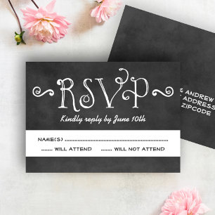 Cartons Réponse Mariage de tableau de bord de script rustique noir
