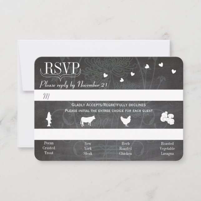 Cartons Réponse Mariage de tableau noir Mason bleu clair en poudre (Devant)