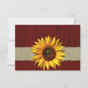 Cartons Réponse Mariage de Tournesol en bois de Barnwood et Burlap