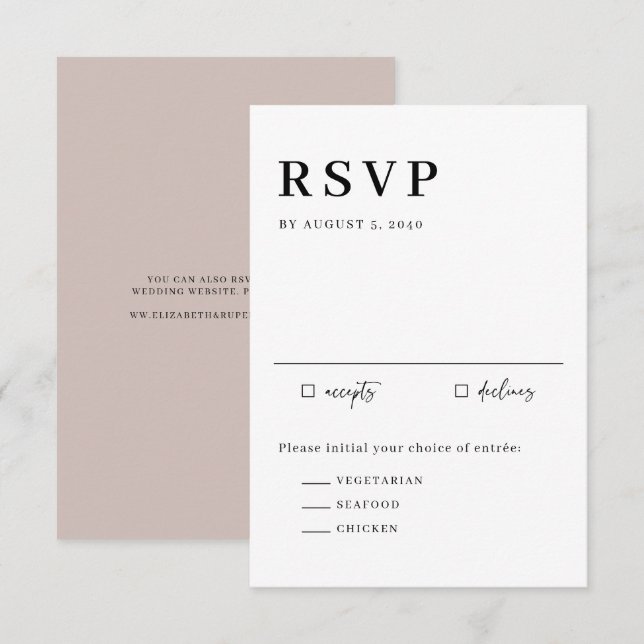 Cartons Réponse Mariage de typographie de script Serif minimaliste (Devant / Derrière)