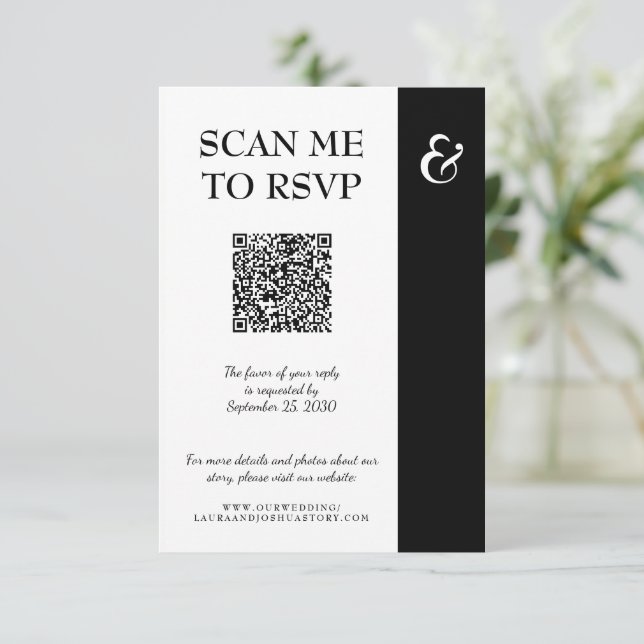 Cartons Réponse Mariage de typographie moderne QR CODE (Debout devant)