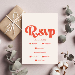 Cartons Réponse Mariage De Typographie Moderne Retro Rose Et Orang