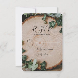 Cartons Réponse Mariage de verdure rustique et coupe de bois