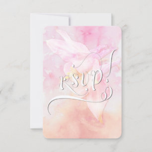 Cartons Réponse Mariage D'EAU DE COLUMBINE ROSE COULEUR FLEURS