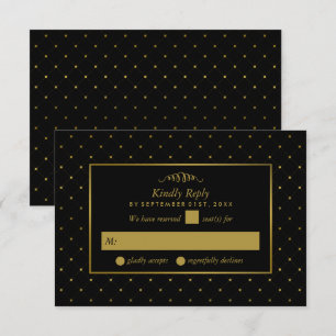 Cartons Réponse Mariage d'effet Black & Gold moderne