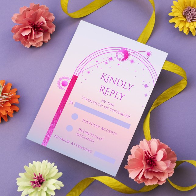 Cartons Réponse Mariage des étoiles de soleil rose de coucher de s (Créateur téléchargé)