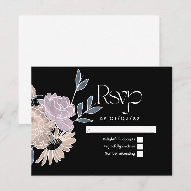 Cartons Réponse Mariage des fleurs aquarelles (Devant / Derrière)